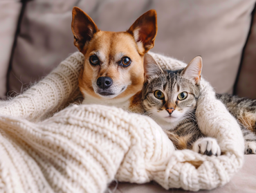 Volontari preparano cucce e cibo per cani randagi a Siena in inverno