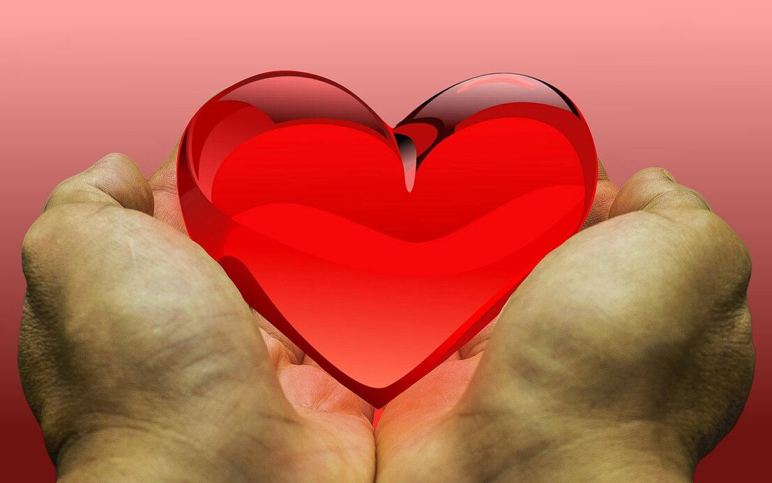 Mani che tengono un cuore simbolo di donazione
